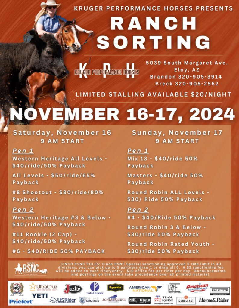 Kruger Performance Horses Arena – Eloy, AZ