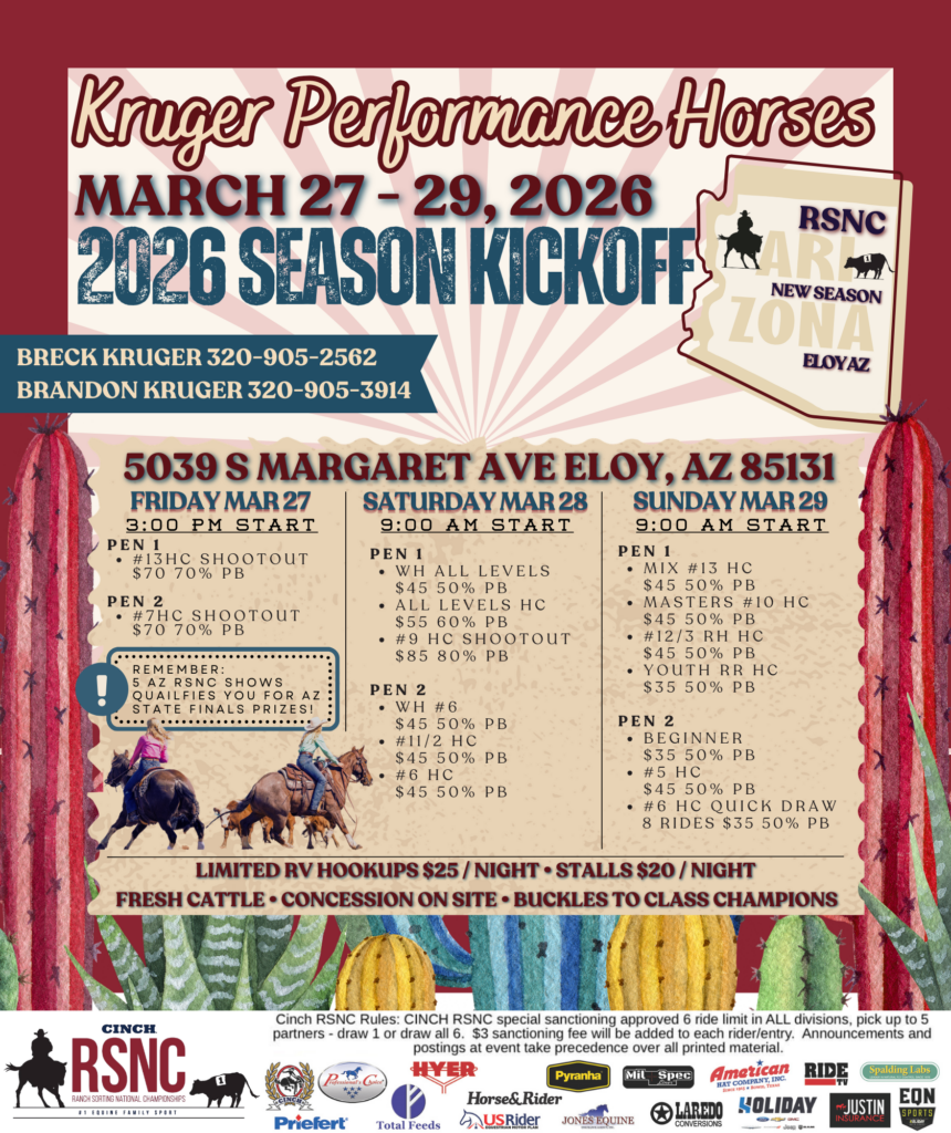 **CANCELED** Eloy, AZ – Kruger Performance Horses